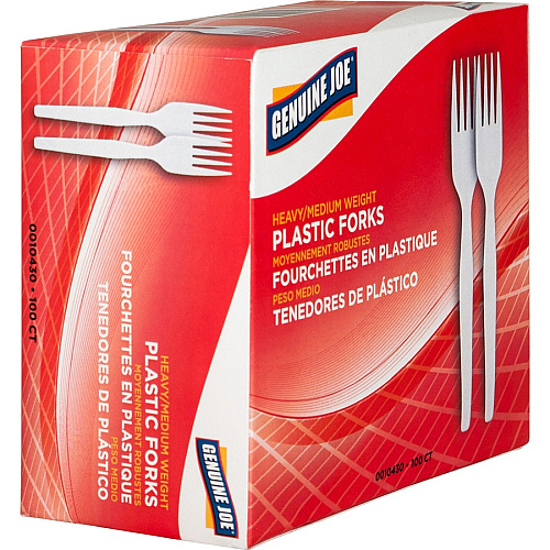 Genuine Joe Heavyweight White Plastic Forks (0010430CT)