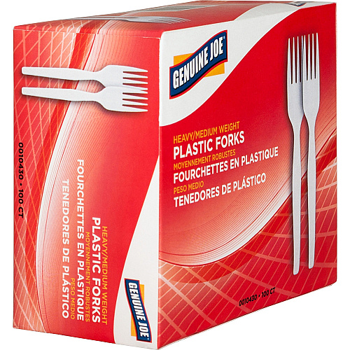 Genuine Joe Heavyweight White Plastic Forks (0010430CT)