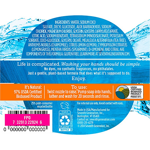 Seventh Generation Purely Clean Hand Wash (22924)