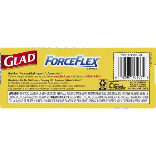 Glad ForceFlex Quick-Tie Medium Trash Bags (70403)