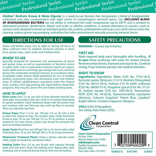OdoBan BioDrain Grease/Waste Digester (928062Q12)