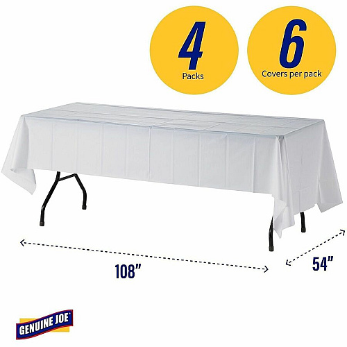 Genuine Joe Plastic Rectangular Table Covers (10328CT)