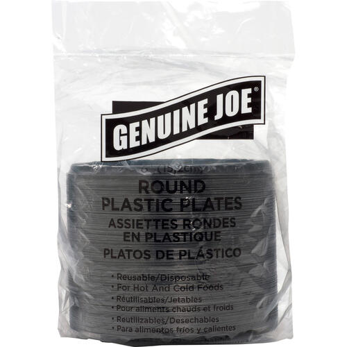 Genuine Joe Round Plastic Black Plates (GJO10427CT)