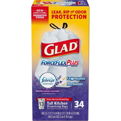 Glad ForceFlexPlus Tall Kitchen Drawstring Trash Bags (78531CT)