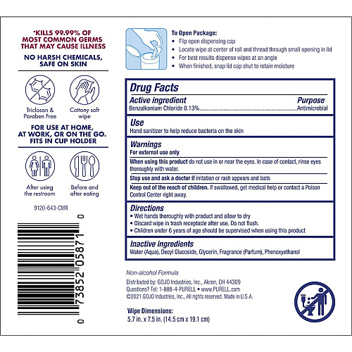 PURELL Clean Scent Hand Sanitizing Wipes (912006CMRCT)