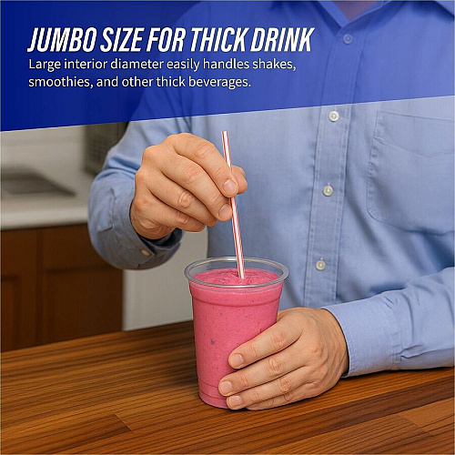 Genuine Joe Jumbo Striped Straws (58944)