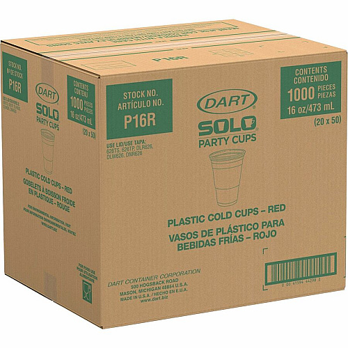 SOLO 16 oz Plastic Cold Party Cups (P16RCT)