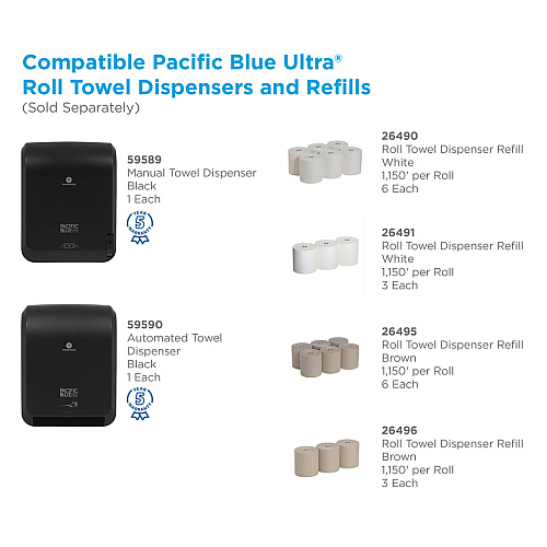 Pacific Blue Ultra High-Capacity Recycled Paper Towel Rolls (26491)