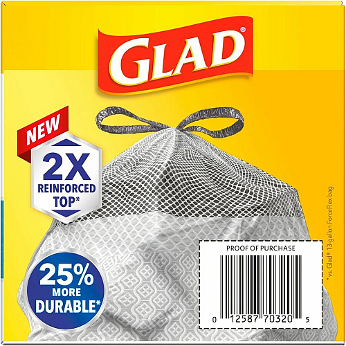 Glad ForceFlex MaxStrength Kitchen Drawstring Trash Bags (70320)
