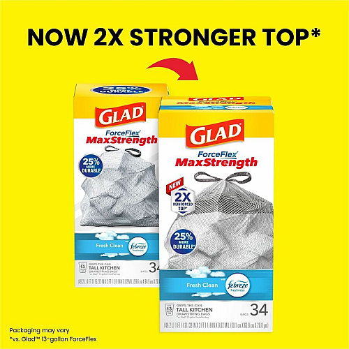 Glad ForceFlex MaxStrength Kitchen Drawstring Trash Bags (70320)