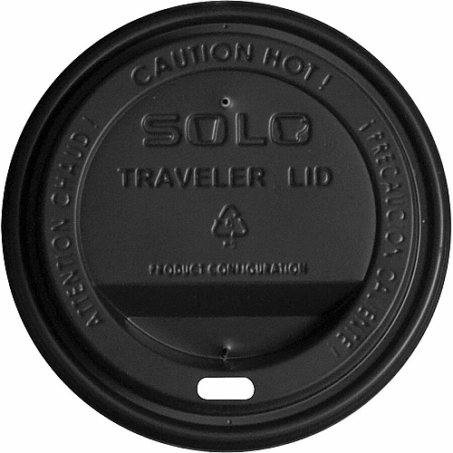 SOLO 10-24 oz PS Plastic Traveler Dome Cup Lid - Black (TLB3160004)