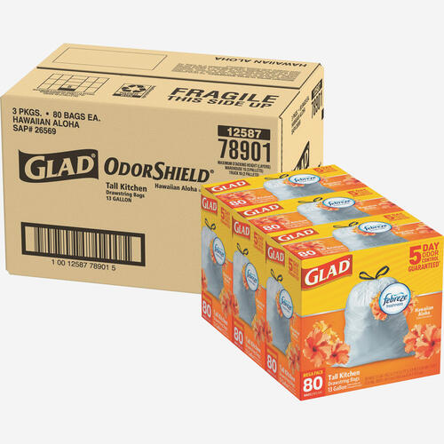 Glad OdorShield Tall Kitchen Drawstring Trash Bags
