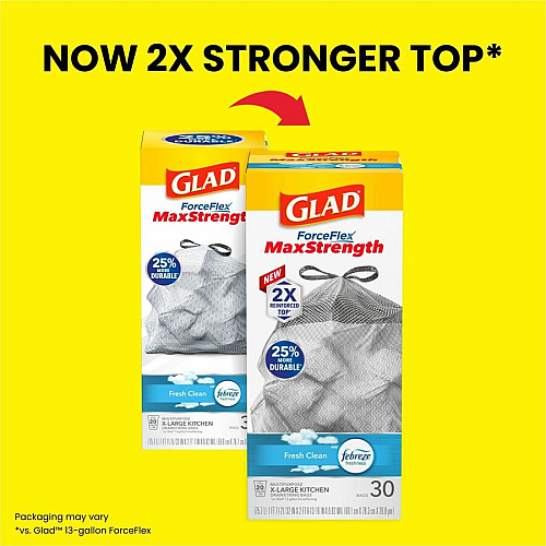 Glad ForceFlex MaxStrength X-Large Kitchen Drawstring Trash Bags (78913)