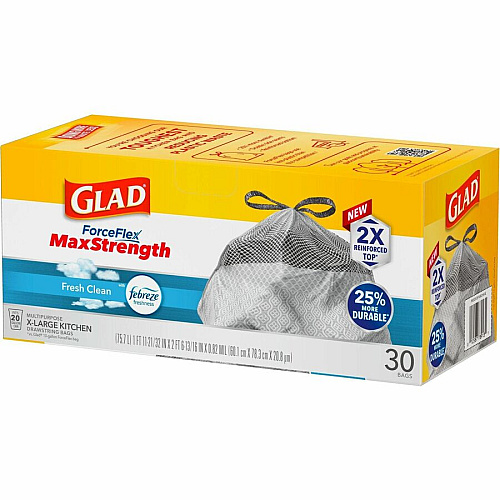 Glad ForceFlex MaxStrength X-Large Kitchen Drawstring Trash Bags (78913)