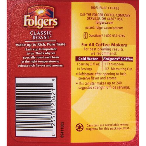 Folgers Canister Classic Roast Coffee Ground (20421BD)