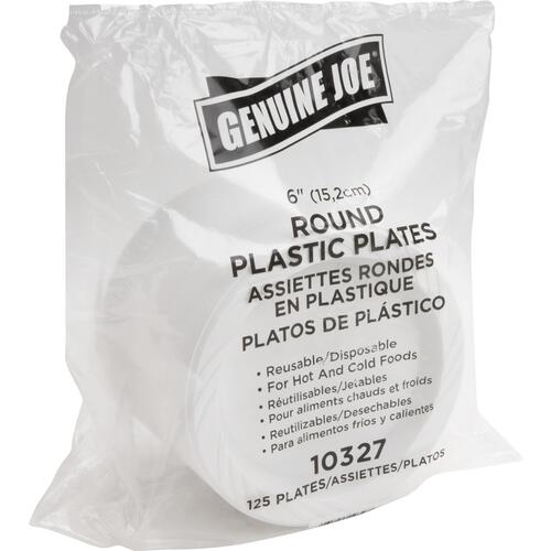 Genuine Joe Reusable Plastic White Plates (GJO10327BD)