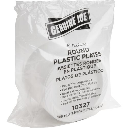 Genuine Joe Reusable Plastic White Plates (GJO10327BD)