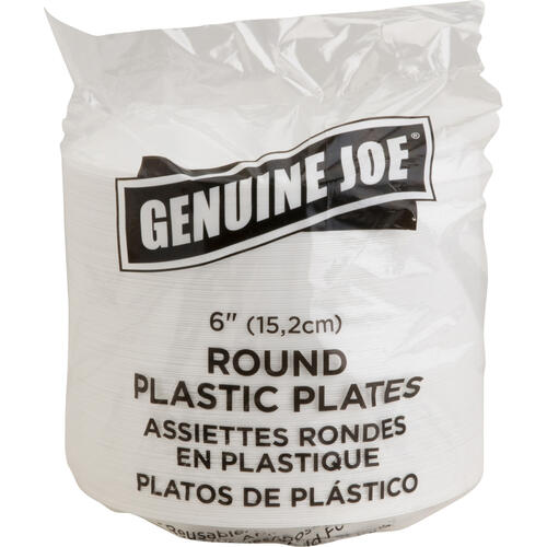Genuine Joe Reusable Plastic White Plates (GJO10327BD)
