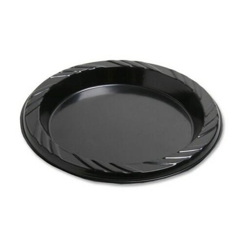 Genuine Joe Round Plastic Black Plates (GJO10427BD)