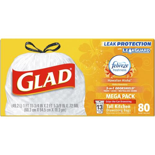 Glad OdorShield Tall Kitchen Drawstring Trash Bags