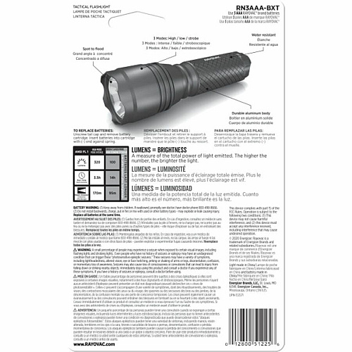 Rayovac RoughNeck 3AAA LED Tactical Flashlight (RN3AAABA)