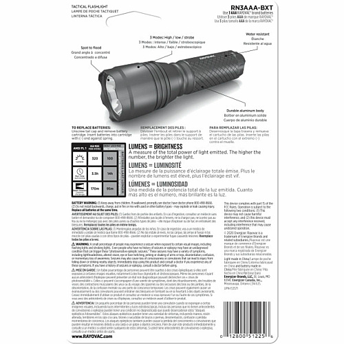 Rayovac RoughNeck 3AAA LED Tactical Flashlight (RN3AAABA)