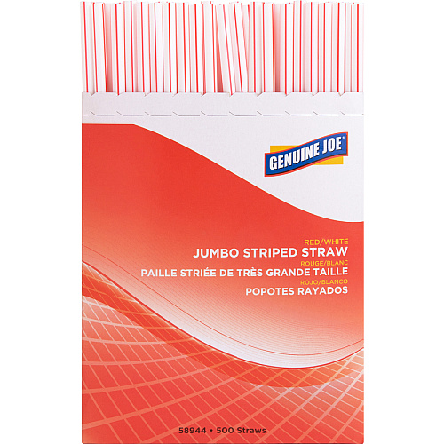 Genuine Joe Jumbo Striped Straws (58944CT)