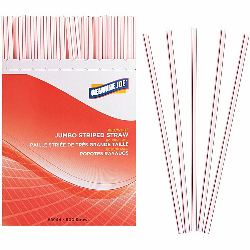 Genuine Joe Jumbo Striped Straws (58944CT)