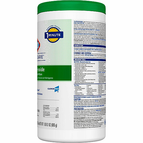 Clorox Healthcare Hydrogen Peroxide Cleaner Disinfectant Wipes (30824PL)