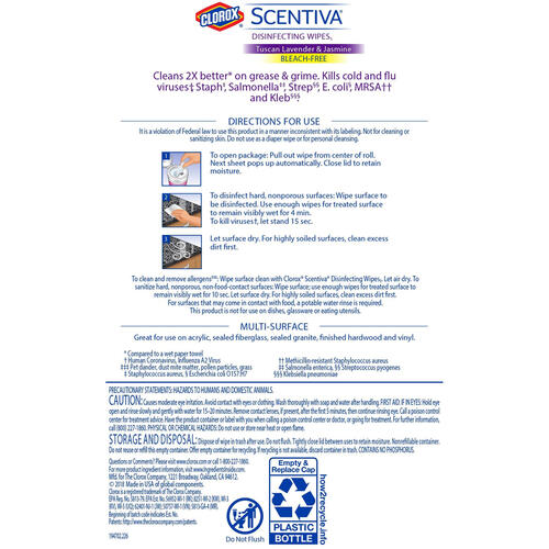 Clorox Scentiva Wipes, Bleach-Free Cleaning Wipes