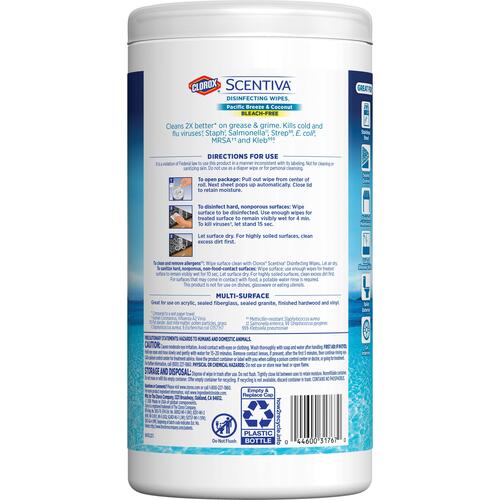 Clorox Scentiva Wipes, Bleach-Free Cleaning Wipes