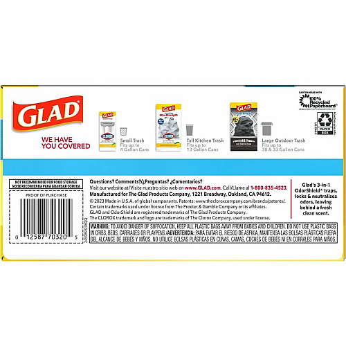 Glad ForceFlex MaxStrength Kitchen Drawstring Trash Bags (70320PL)