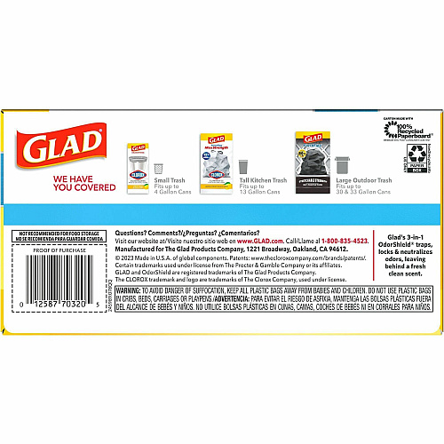Glad ForceFlex MaxStrength Kitchen Drawstring Trash Bags (70320PL)