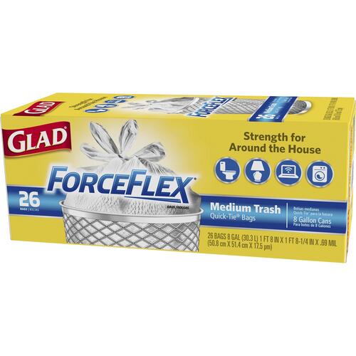 Glad ForceFlex 8-Gallon Quick-Tie Trash Bags (70403PL)