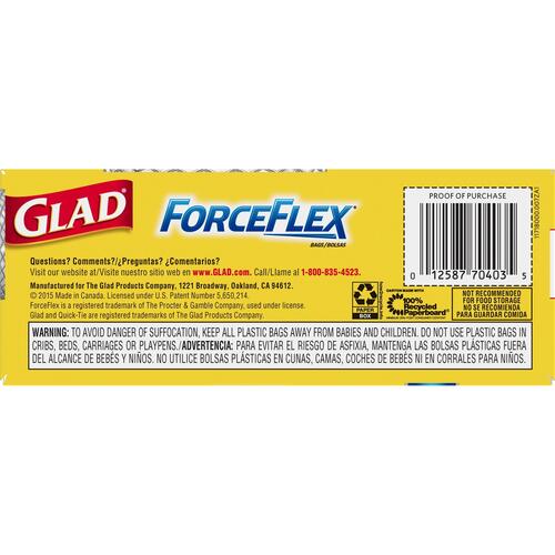 Glad ForceFlex 8-Gallon Quick-Tie Trash Bags (70403PL)