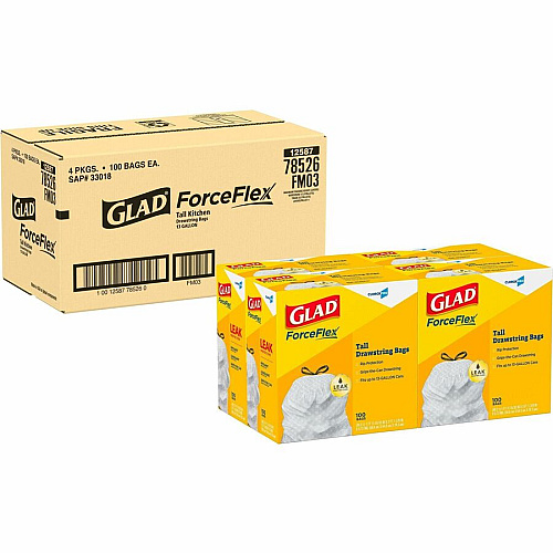 Glad ForceFlex Tall Kitchen Drawstring Trash Bags (78526BD)