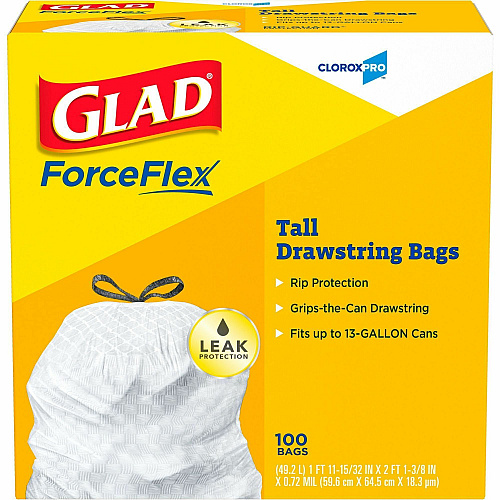 Glad ForceFlex Tall Kitchen Drawstring Trash Bags (78526BD)