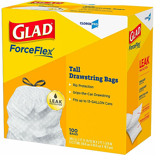 Glad ForceFlex Tall Kitchen Drawstring Trash Bags (78526BD)