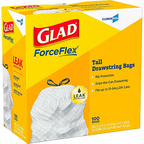 Glad ForceFlex Tall Kitchen Drawstring Trash Bags (78526BD)