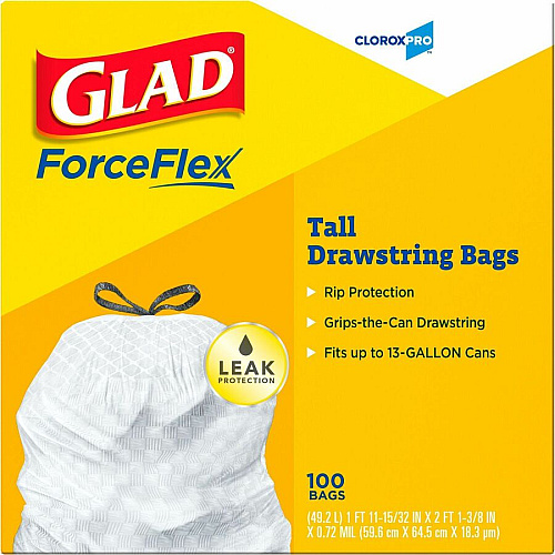 Glad ForceFlex Tall Kitchen Drawstring Trash Bags (78526PL)