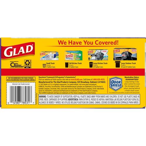 Glad ForceFlexPlus Tall Kitchen Drawstring Trash Bags (78531BD)