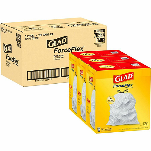 Glad ForceFlex Tall Kitchen Drawstring Trash Bags (78564CT)
