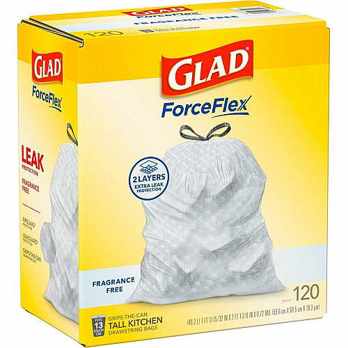 Glad ForceFlex Tall Kitchen Drawstring Trash Bags (78564CT)