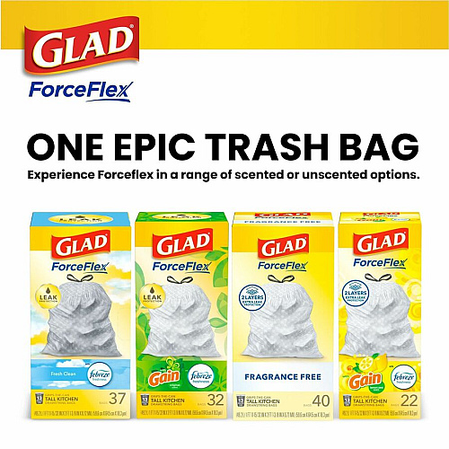 Glad ForceFlex Tall Kitchen Drawstring Trash Bags (78564CT)