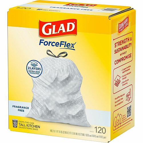Glad ForceFlex Tall Kitchen Drawstring Trash Bags (78564PL)