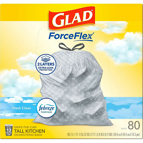 Glad ForceFlex Tall Kitchen Drawstring Trash Bags (78899BD)