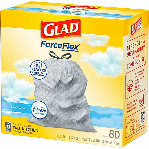 Glad ForceFlex Tall Kitchen Drawstring Trash Bags (78899BD)