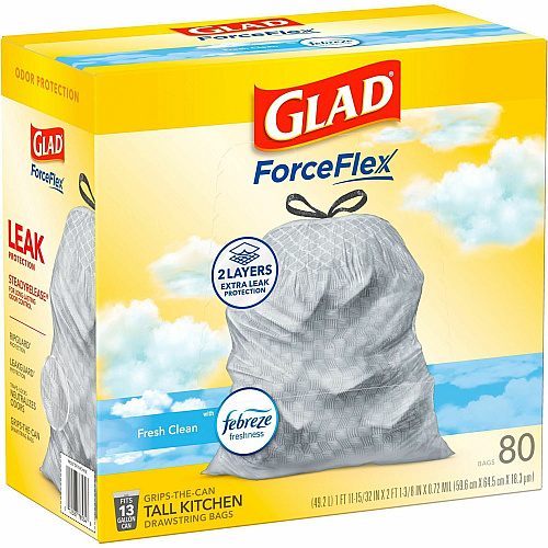 Glad ForceFlex Tall Kitchen Drawstring Trash Bags (78899BD)