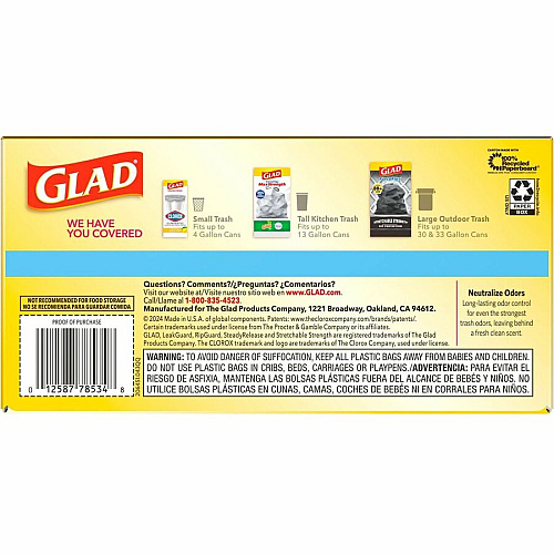 Glad ForceFlex Tall Kitchen Drawstring Trash Bags (78899PL)