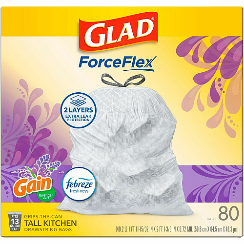 Glad ForceFlex Tall Kitchen Drawstring Trash Bags (78902BD)